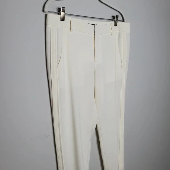 VINCE Satin Bound Easy White Skinny Leg Trouser Dress Pants Sz 6 - Picture 3 of 8